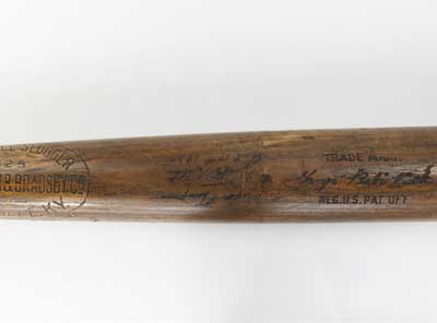 Babe Ruth PSA/DNA Game Used (GU) 10 Bat - Detail View